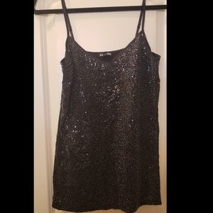 Express Black Glitter Tank Top
